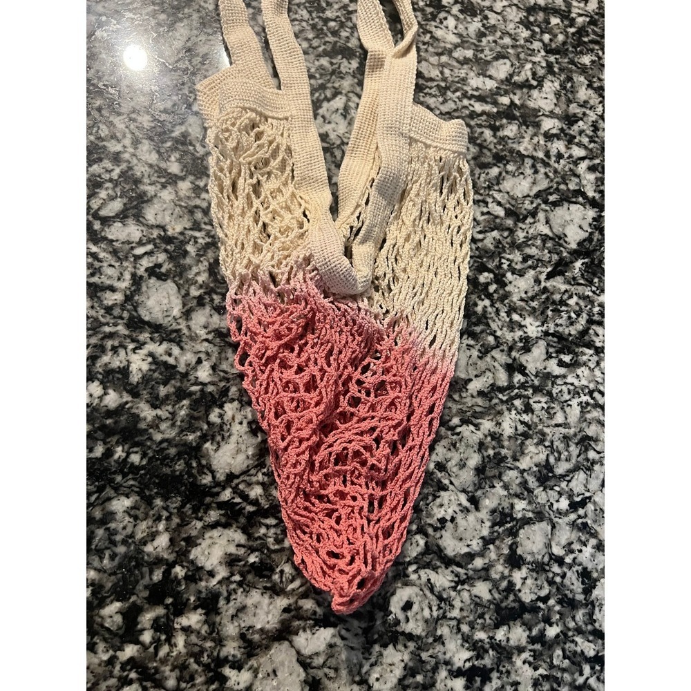 Camp Collection Ombre Mesh Market Bag Pink Cream Dip Dye Tote CMP-HO-001-111 - Picture 4 of 9